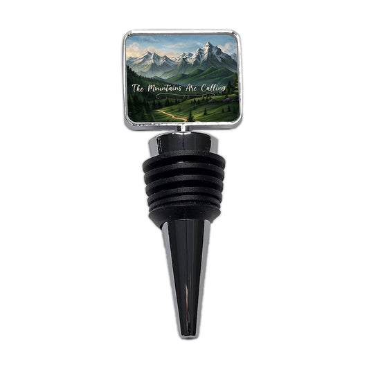 The Mountains Are Calling Hiking Camping Outdoors Adventure Wine Bottle Stopper