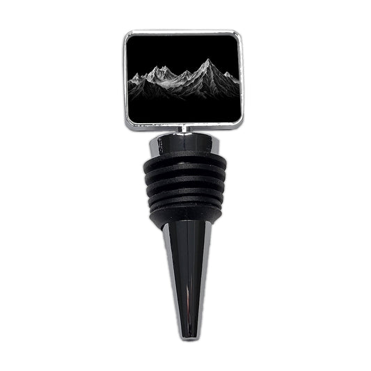 White Mountains On Black Outdoors Hiking Camping Wine Bottle Stopper