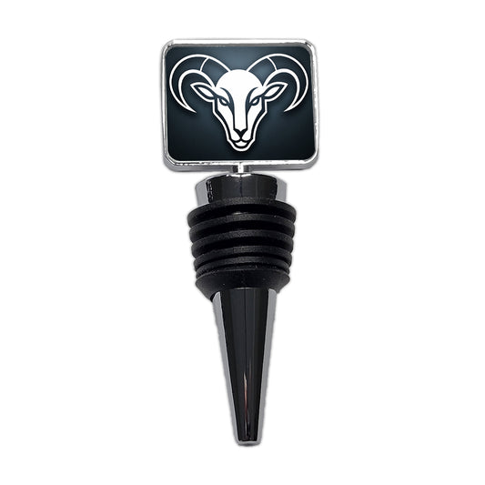 White Ram Head Illustration Outline Wine Bottle Stopper