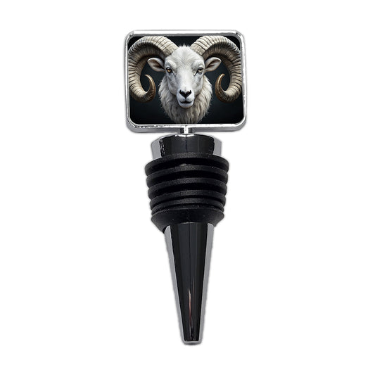 White Ram Head Wine Bottle Stopper