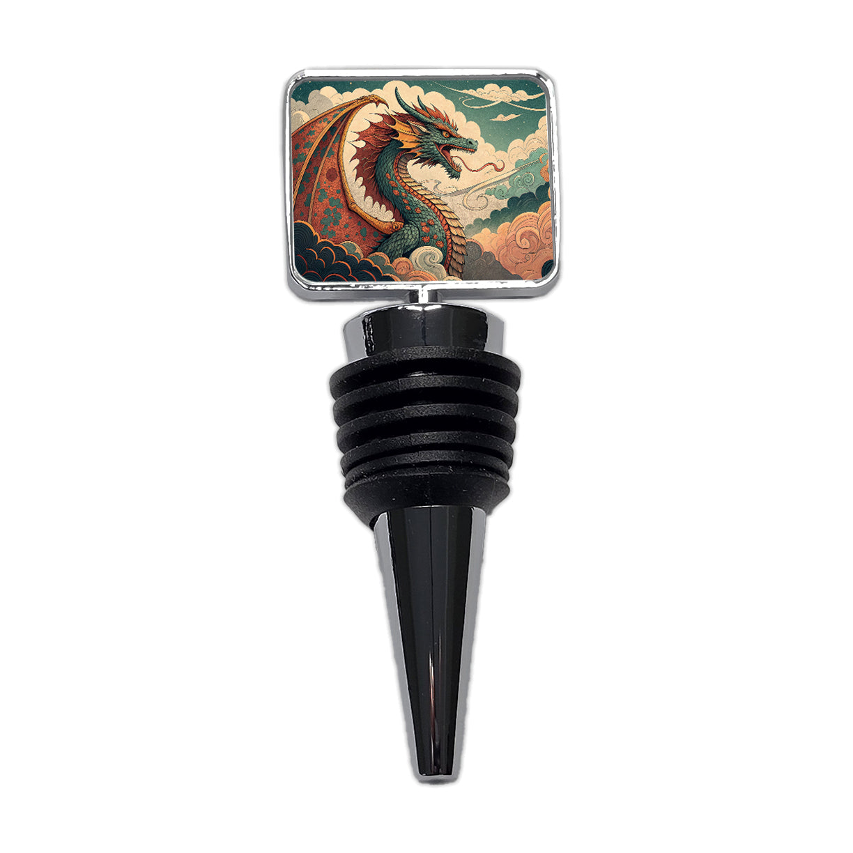 60's Style Pulp Fantasy Dragon Illustration Wine Bottle Stopper