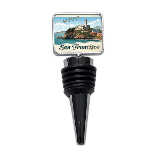 Alcatraz San Francisco Prison Travel Stamp Wine Bottle Stopper