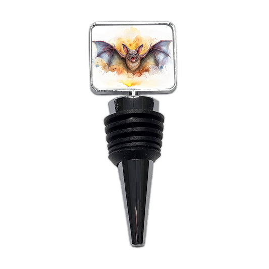Angry Bat Watercolor Wine Bottle Stopper