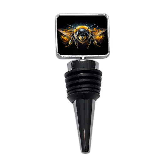 Angry Bumblebee Watercolor Wine Bottle Stopper