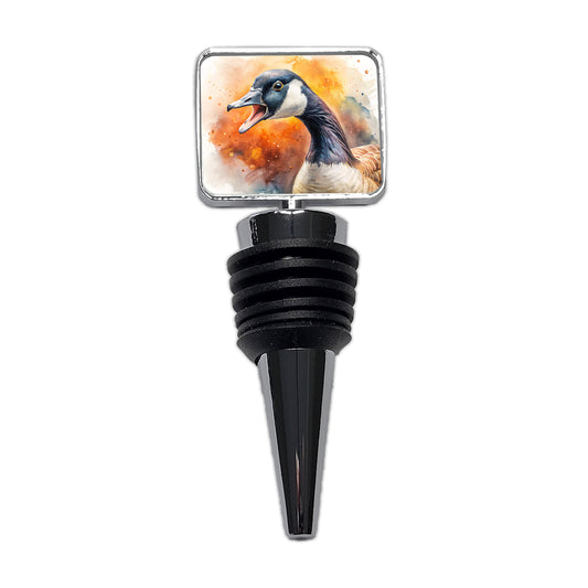 Angry Canadian Canada Goose Watercolor Wine Bottle Stopper