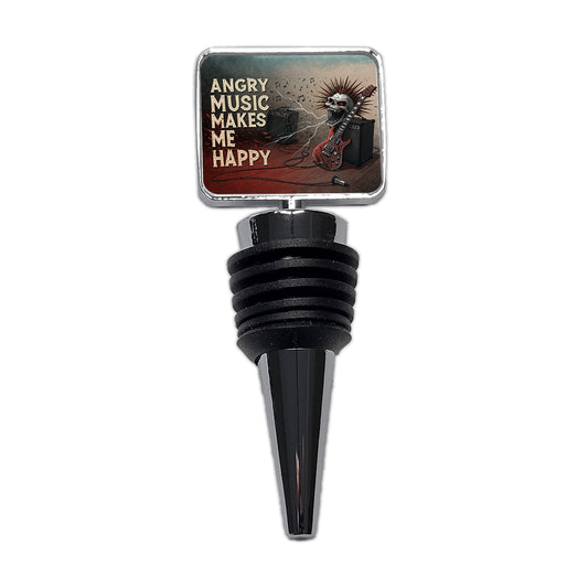 Angry Music Makes Me Happy Heavy Metal Rock and Roll Wine Bottle Stopper