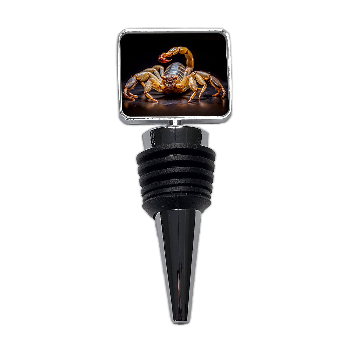 Angry Scorpion Black Background Wine Bottle Stopper