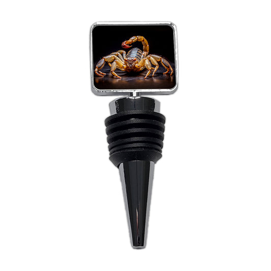 Angry Scorpion Black Background Wine Bottle Stopper