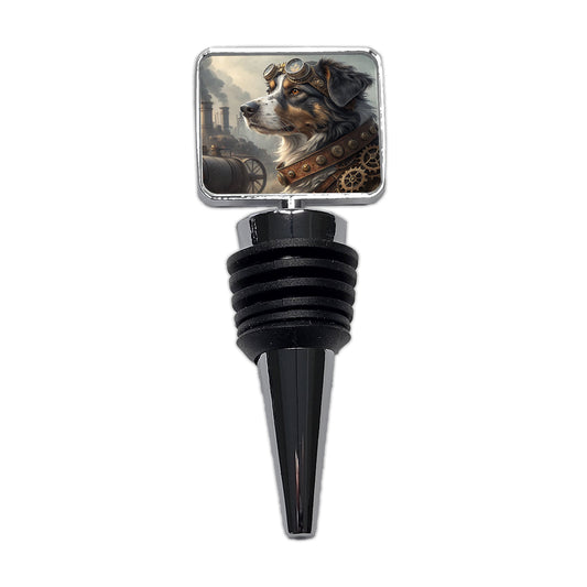 Australian Shepherd Dog Steampunk Wine Bottle Stopper
