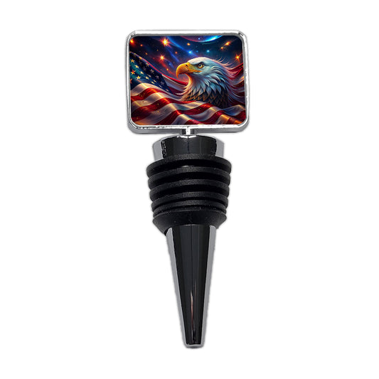 Awesome Patriotic American Flag and Bald Eagle Wine Bottle Stopper