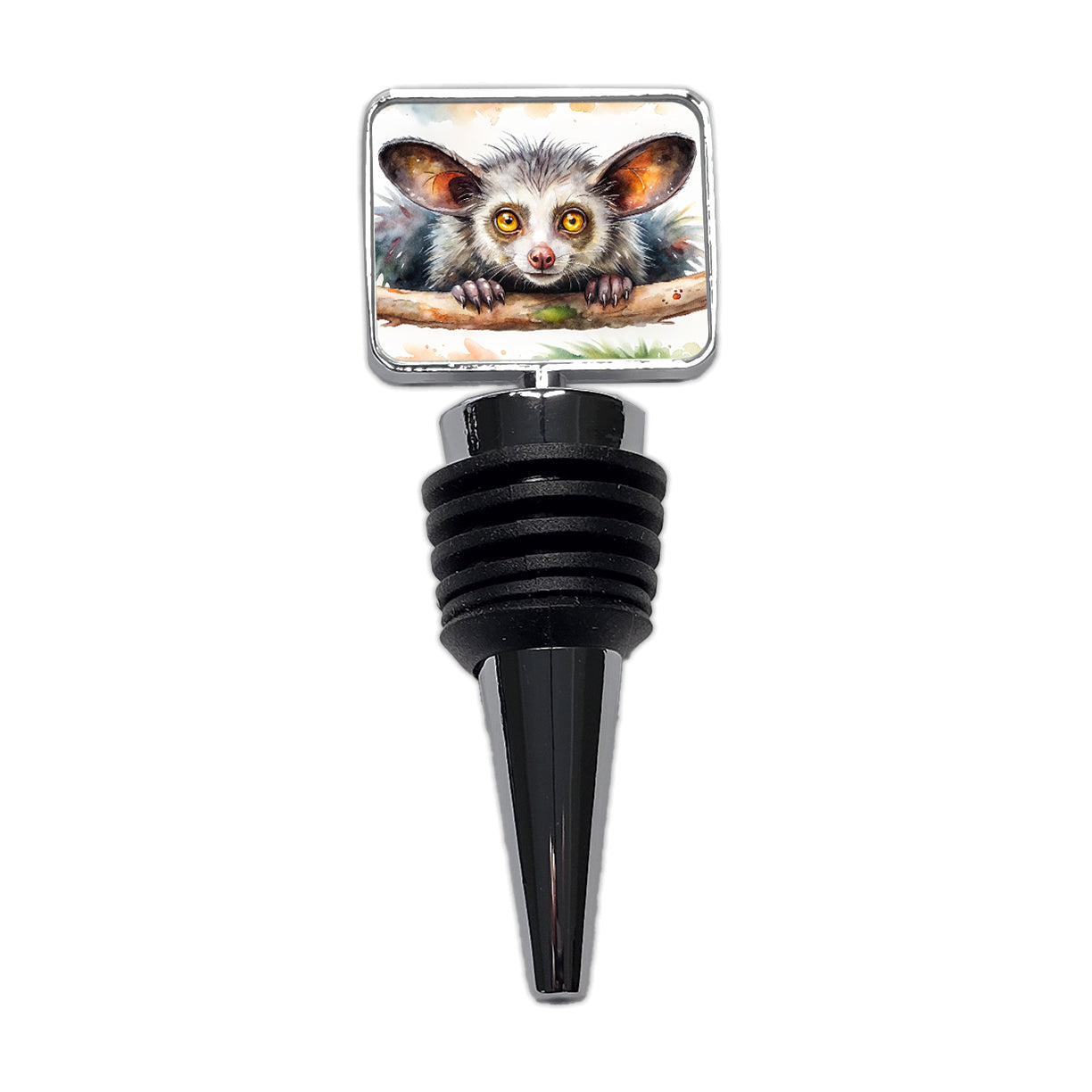 Aye Aye Long Fingered Lemur Watercolor Wine Bottle Stopper