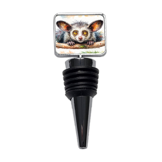 Aye Aye Long Fingered Lemur Watercolor Wine Bottle Stopper