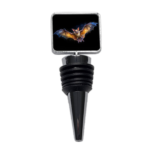 Bat Flying Watercolor Black Background Wine Bottle Stopper