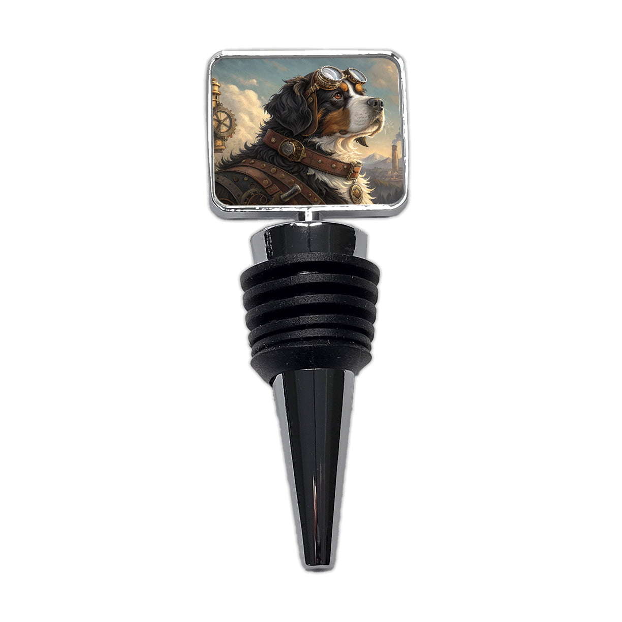 Bernese Mountain Dog Steampunk Wine Bottle Stopper