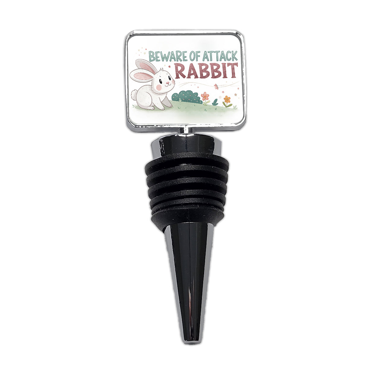 Beware Of Attack Rabbit Funny Wine Bottle Stopper