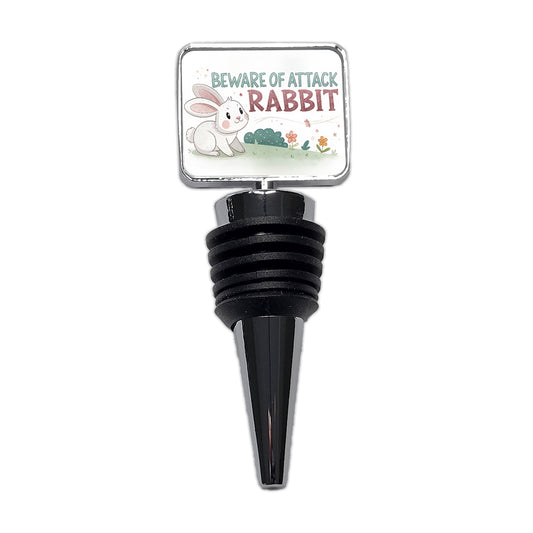 Beware Of Attack Rabbit Funny Wine Bottle Stopper