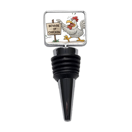 Beware Of Chicken Funny Wine Bottle Stopper