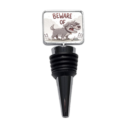 Beware Of Dog Funny Cartoon Wine Bottle Stopper