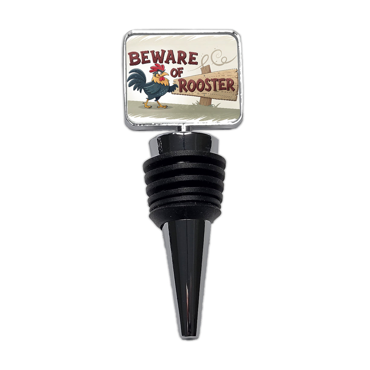 Beware Of Rooster Funny Wine Bottle Stopper
