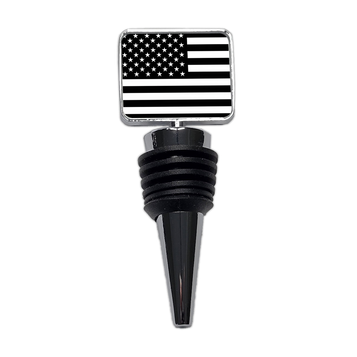 Black and White United States US American Flag Wine Bottle Stopper