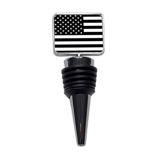 Black and White United States US American Flag Wine Bottle Stopper