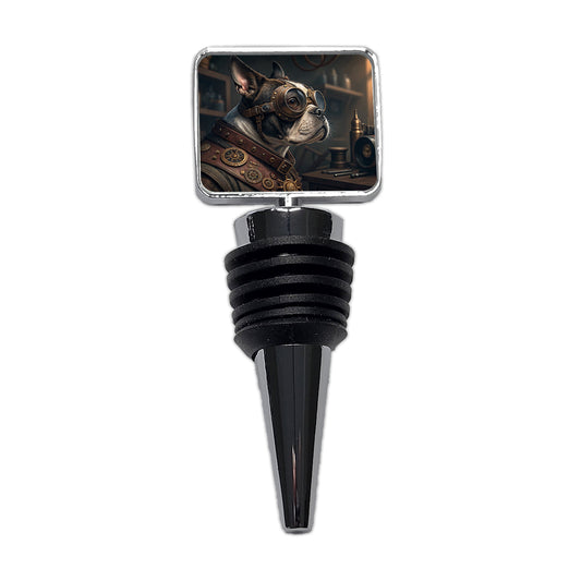 Boston Terrier Dog Steampunk Wine Bottle Stopper