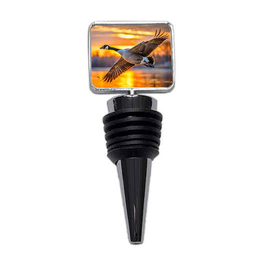 Canada Canadian Goose In Flight At Sunset Wine Bottle Stopper