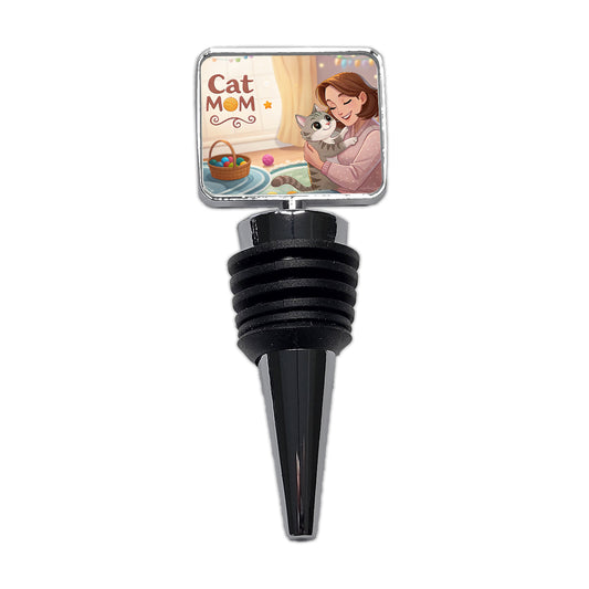 Cat Mom Cartoon Wine Bottle Stopper