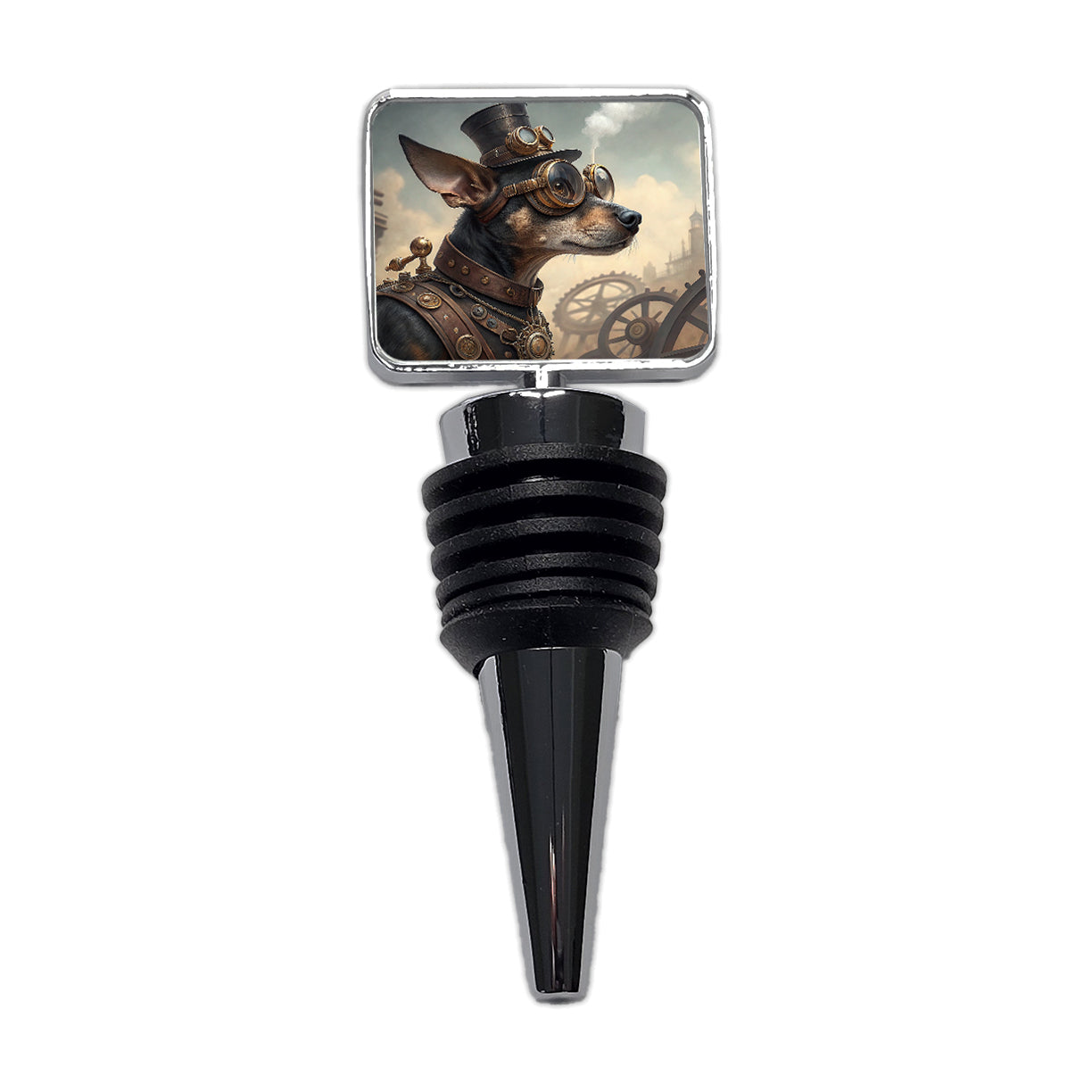 Chiweenie Dog Steampunk Wine Bottle Stopper