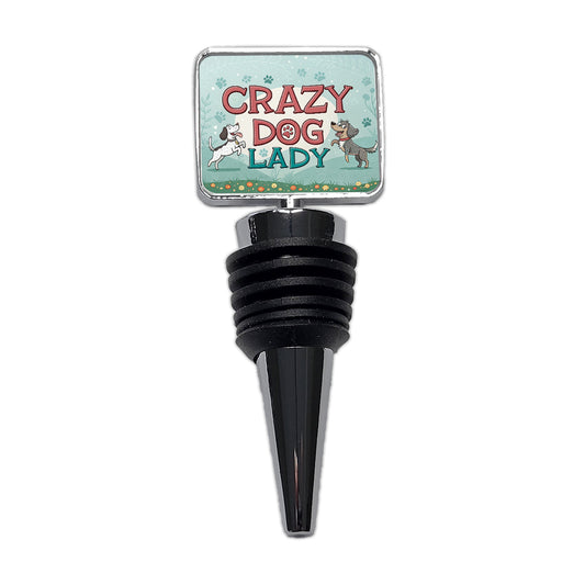Crazy Dog Lady Funny Cartoon Wine Bottle Stopper