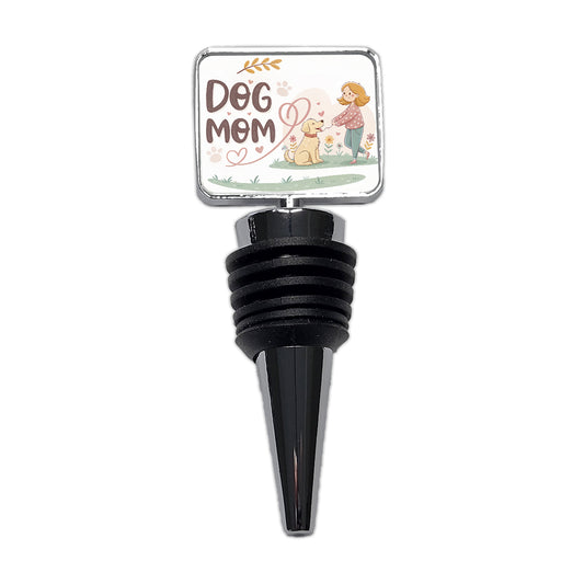 Dog Mom Cartoon Wine Bottle Stopper