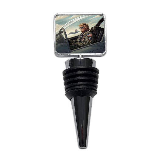 Donald Trump In Jet Fighter Funny Patriotic Wine Bottle Stopper