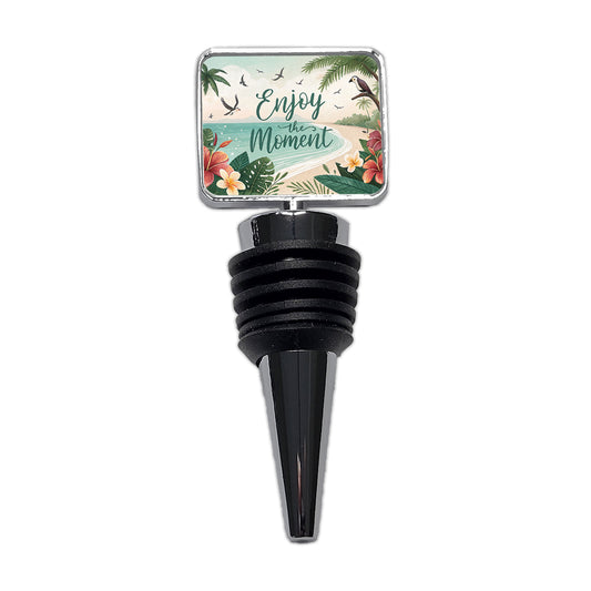 Enjoy The Moment Tropical Beach Inspirational Wine Bottle Stopper