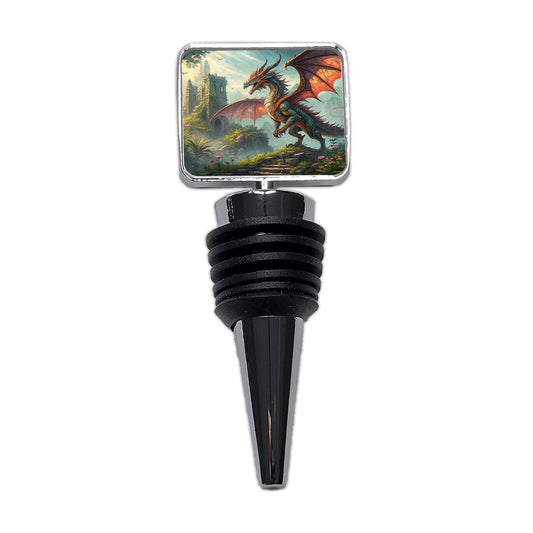 Fantasy Dragon Retro Pulp Magazine Illustration Wine Bottle Stopper