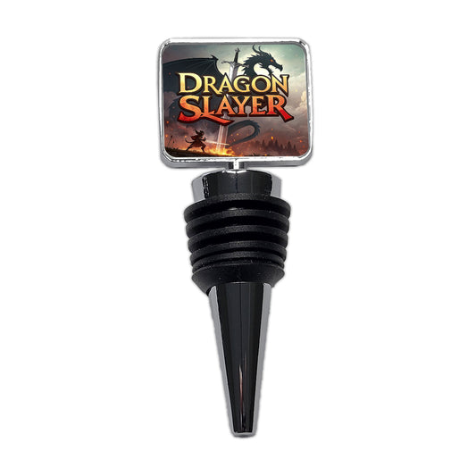Fantasy Knight Dragon Slayer Illustration Wine Bottle Stopper