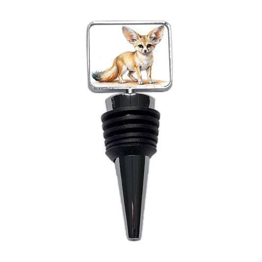 Fennec Fox Watercolor Wine Bottle Stopper