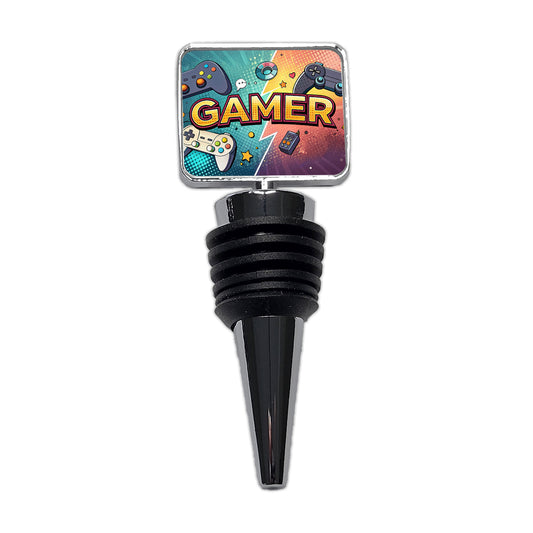 Gamer Retro Gaming Controllers Illustration Wine Bottle Stopper