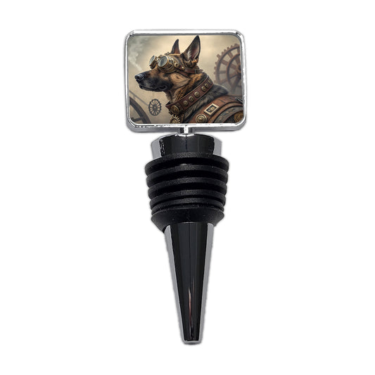 German Shepherd Dog Steampunk Wine Bottle Stopper