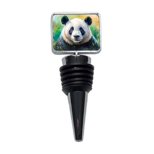 Giant Panda Bear Watercolor Wine Bottle Stopper