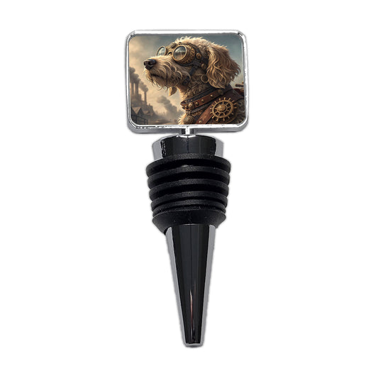 Goldendoodle Dog Steampunk Wine Bottle Stopper