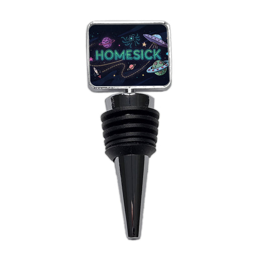 Homesick UFO Sci-Fi Funny Saying Wine Bottle Stopper