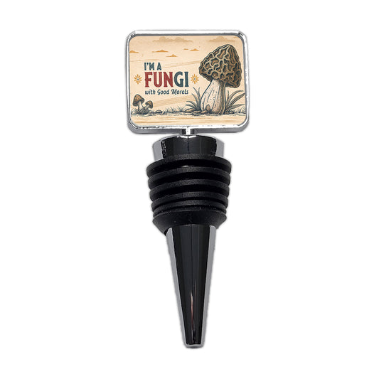 I'm a Fungi with Good Morels Retro Fun Guy Morel Mushroom Funny Wine Bottle Stopper