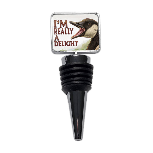 I'm Really a Delight Funny Angry Canadian Goose Wine Bottle Stopper