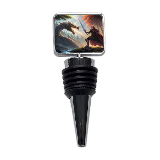 Knight Dragon Slayer Illustration Wine Bottle Stopper
