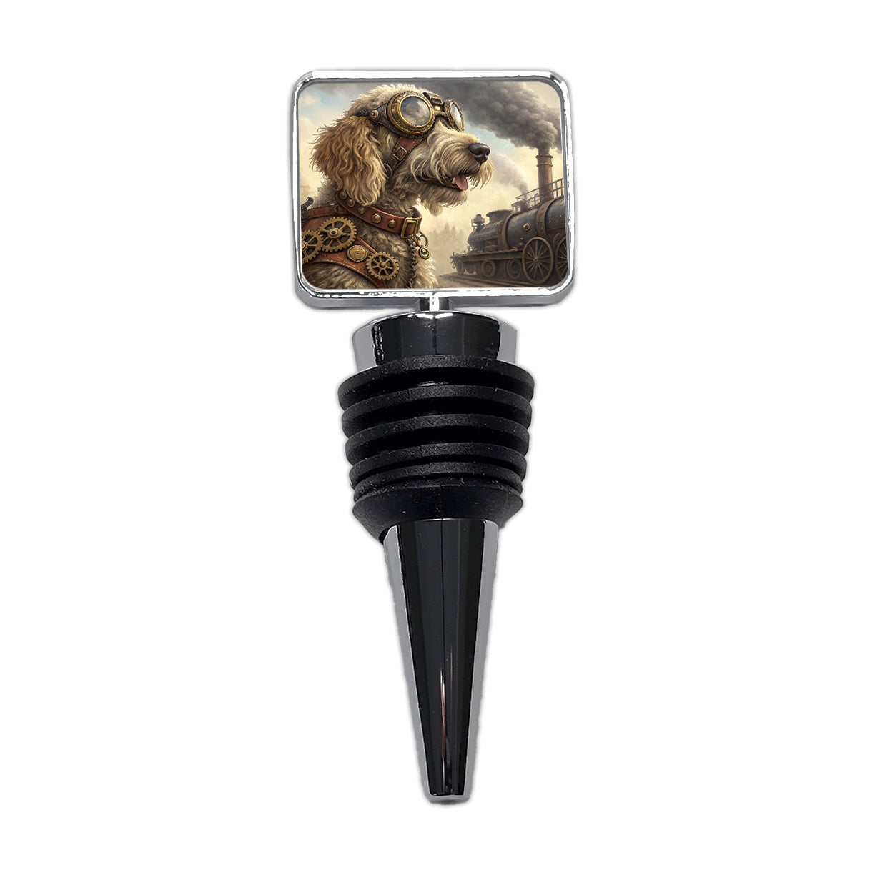 Labradoodle Dog Steampunk Wine Bottle Stopper