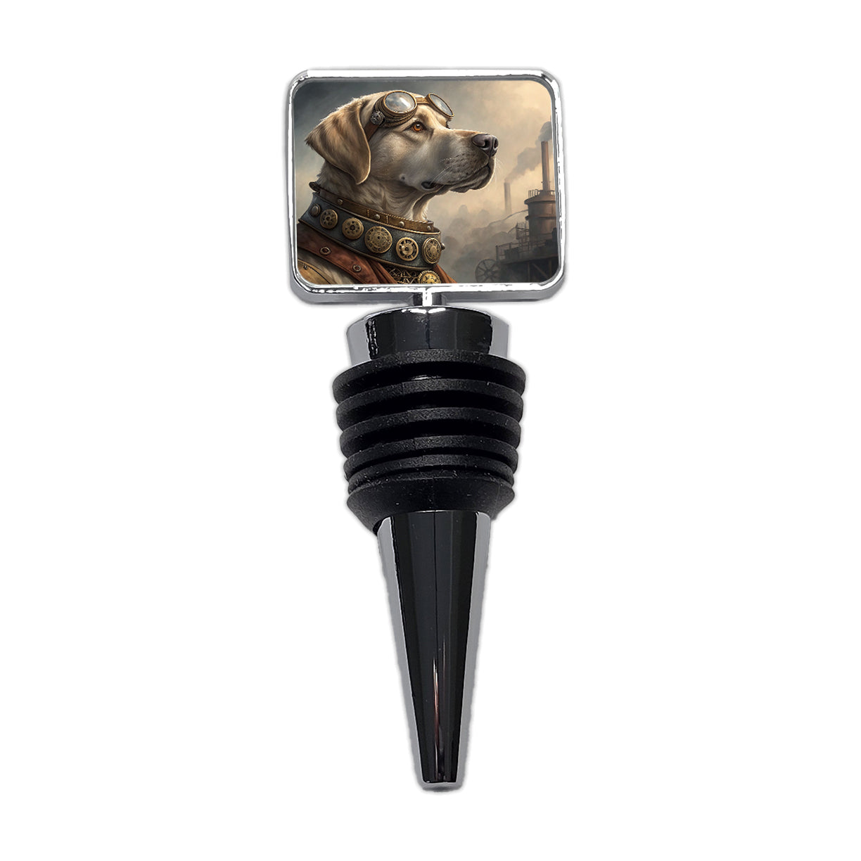 Labrador Retriever Dog Steampunk Wine Bottle Stopper