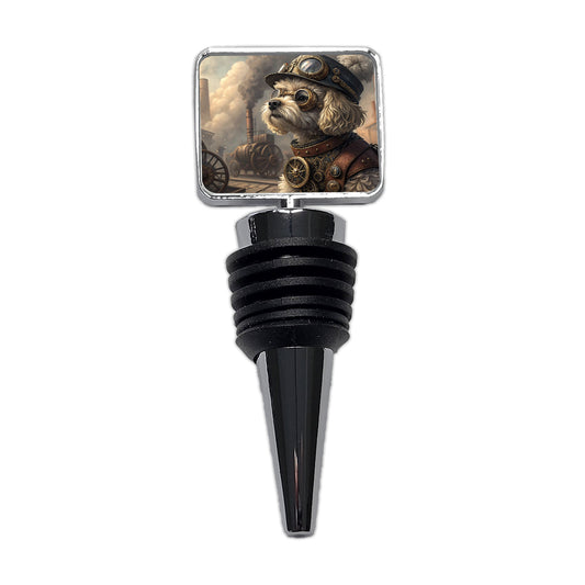 Maltipoo Dog Steampunk Wine Bottle Stopper