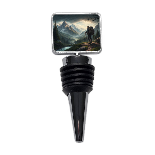 Man Hiking In The Mountains Wine Bottle Stopper