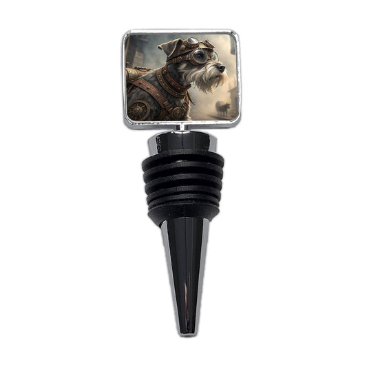 Miniature Schnauzer Dog Steampunk Wine Bottle Stopper