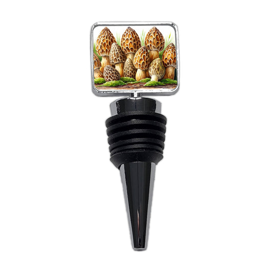 Morel Mushrooms Morchella Watercolor Wine Bottle Stopper